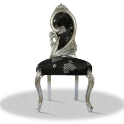 Casa Padrino Barock Salonstuhl Silber Schwarz 55 x 45 x H. 100 cm - Limited Edition