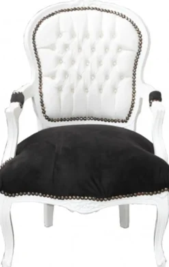 Casa Padrino Barock Salon Stuhl Weiß / Schwarz Mod2 Bling Bling