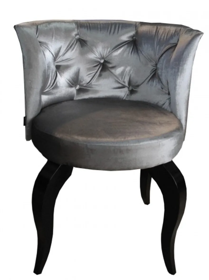 Casa Padrino Barock Salon Stuhl Grau - Designer Sessel - Luxus Qualität