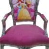 Casa Padrino Barock Salon Stuhl Prinzessin Rosa / Silber - Barock Möbel