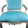 Casa Padrino Barock Salon Stuhl im Antik Stil, Hell Blau / Silber, 93 x 60 x 50 cm