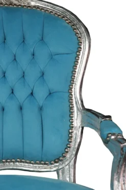 Casa Padrino Barock Salon Stuhl im Antik Stil, Hell Blau / Silber, 93 x 60 x 50 cm