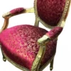 Casa Padrino Barock Salon Stuhl im Antik Stil Violett Muster mit Gold Verzierungen 100 x 64 x 65 cm
