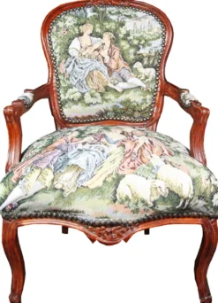 Casa Padrino Barock Salon Stuhl Gobelin / Braun