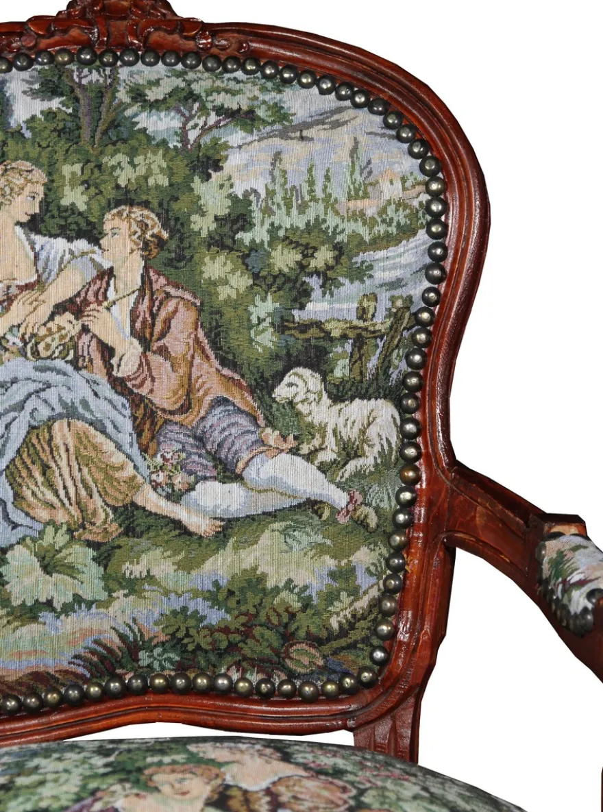 Casa Padrino Barock Salon Stuhl Gobelin / Braun