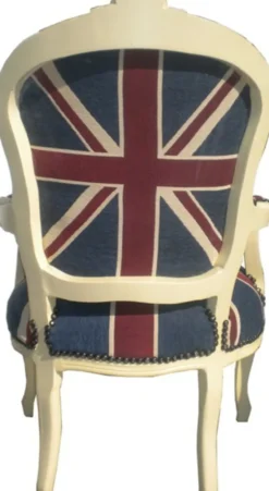 Casa Padrino Barock Salon Stuhl Union Jack Design / Creme
