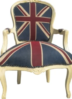 Casa Padrino Barock Salon Stuhl Union Jack Design / Creme