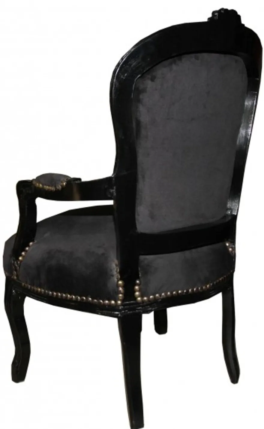Casa Padrino Barock Salon Stuhl Schwarz / Schwarz mit Bling Bling Glitzersteinen Mod1