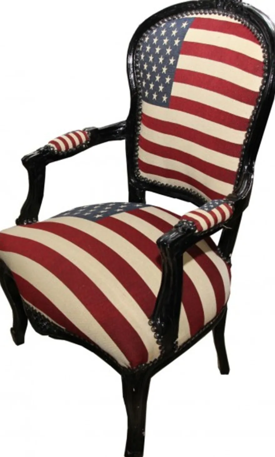 Casa Padrino Barock Salon Stuhl USA Design / Schwarz - USA Style