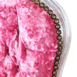 Casa Padrino Barock Salon Stuhl Pink Velour Stoff / Silber - Antik Design Möbel