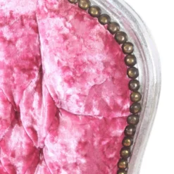 Casa Padrino Barock Salon Stuhl Pink Velour Stoff / Silber - Antik Design Möbel