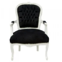 Casa Padrino Barock Salon Stuhl Schwarz / Weiss