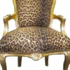 Casa Padrino Barock Salon Stuhl Leopard / Gold - Antik Stil Möbel