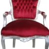 Casa Padrino Barock Salon Stuhl Bordeaux / Silber - Antik Stil Möbel