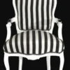 Casa Padrino - Barock Salon Stuhl Schwarz / Weiß Streifen / Weiß - Möbel gestreift