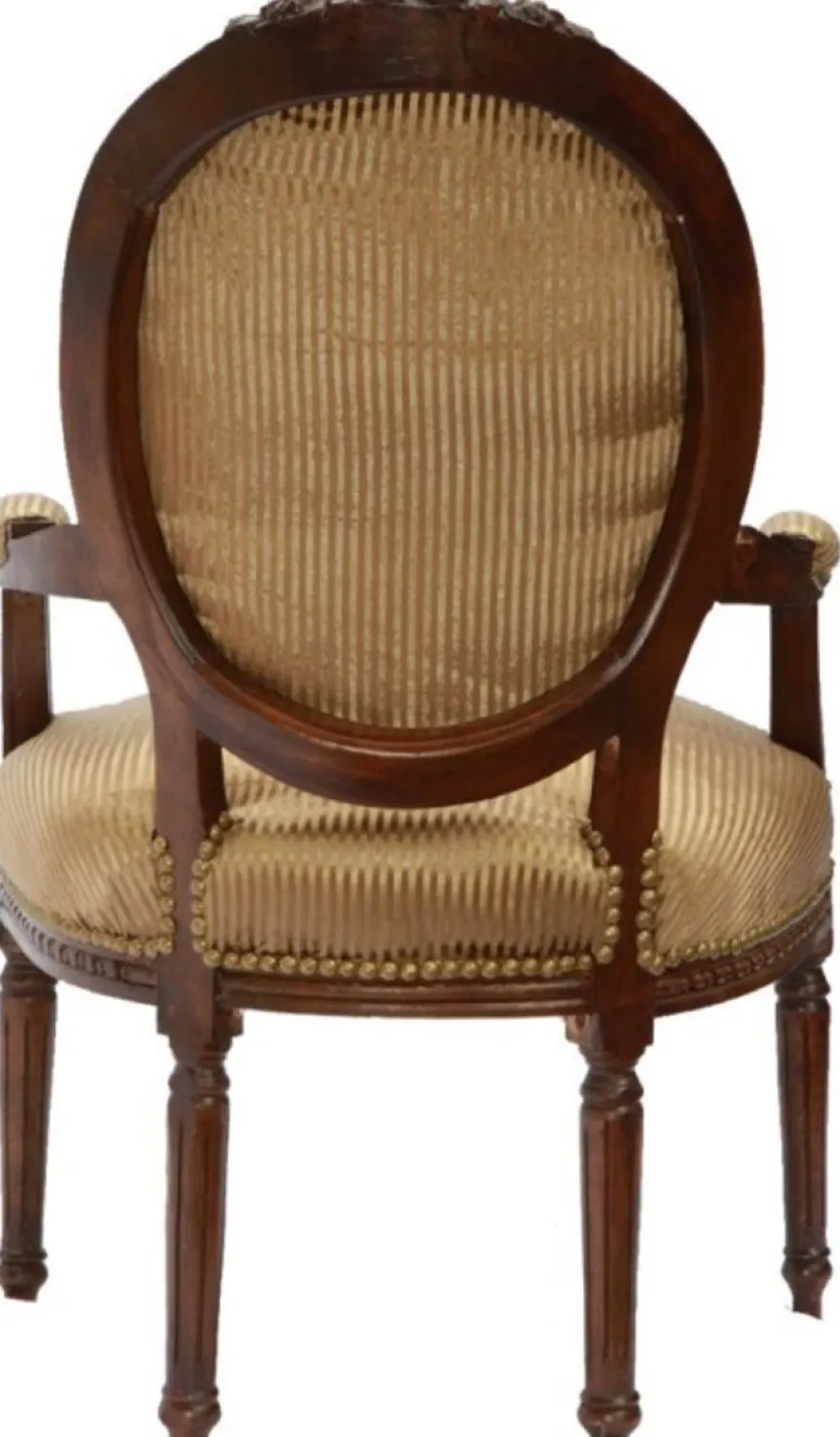 Casa Padrino Barock Salon Stuhl in Braun-Okka mit Gold-Streifen, 64 x 65 x 100 cm