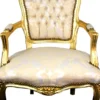 Casa Padrino Barock Salon Stuhl Creme Muster / Gold - Antik Look Möbel