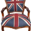 Casa Padrino Barock Salon Stuhl Union Jack / Mahagoni Braun - Englische Flagge - England