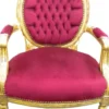 Casa Padrino Barock Salon Stuhl im Antik Stil, Samtstoff in Bordeaux und Gold, Höhe 100 cm