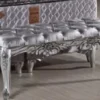 Casa Padrino Barock Samt Sitzbank Silber - Prunkvolle Barock Möbel