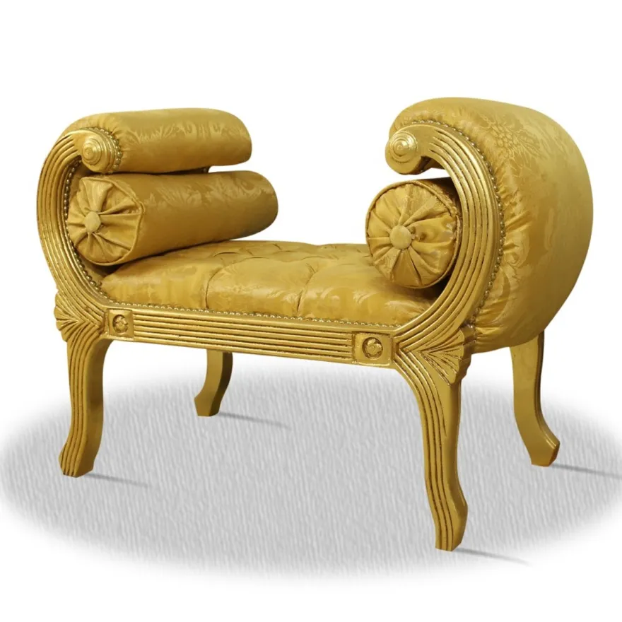 Casa Padrino Barock Schemel Gold 90 x 40 x H. 65 cm - Luxus Sitzbank