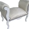 Casa Padrino Barock Schemel Hocker Creme Muster / Weiß - Sitzbank