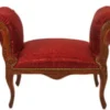 Casa Padrino Barock Schemel Hocker Bordeaux Muster / Braun - Sitzbank Möbel