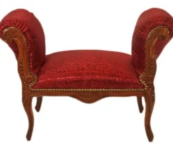 Casa Padrino Barock Schemel Hocker Bordeaux Muster / Braun - Sitzbank Möbel