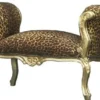 Casa Padrino Barock Schemel Hocker Leopard / Gold - Sitzbank