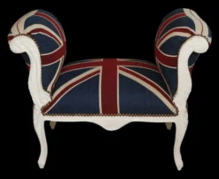Casa Padrino Barock Schemel Hocker Union Jack / Creme - Sitzbank