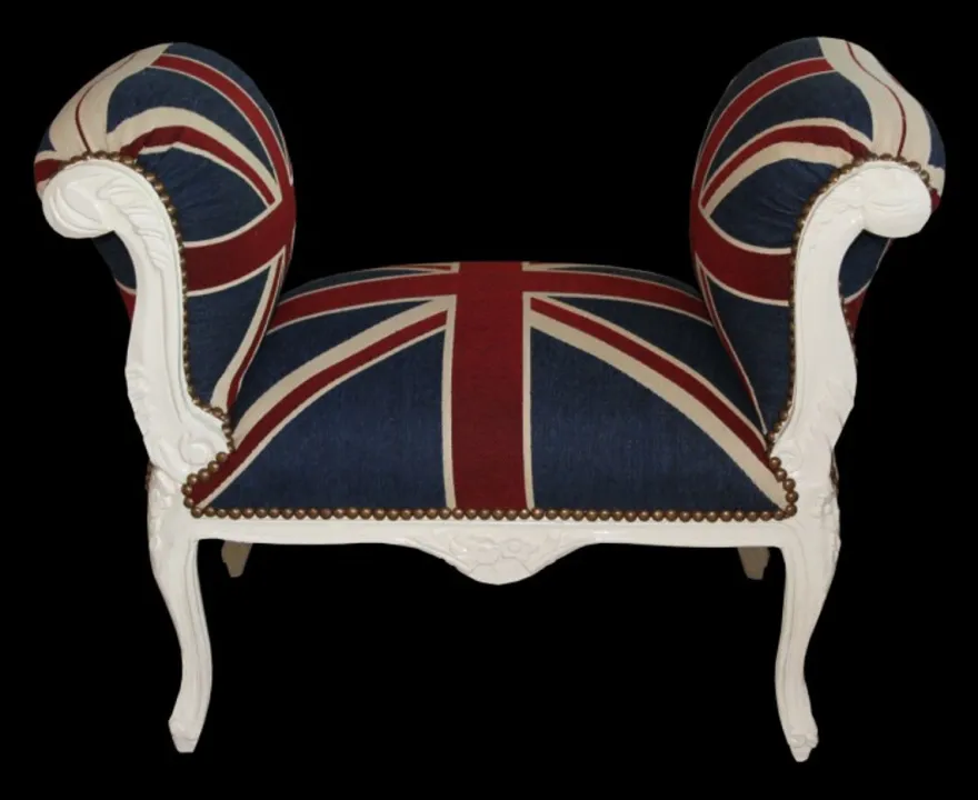 Casa Padrino Barock Schemel Hocker Union Jack / Creme - Sitzbank