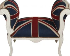 Casa Padrino Barock Schemel Hocker Union Jack / Creme - Sitzbank