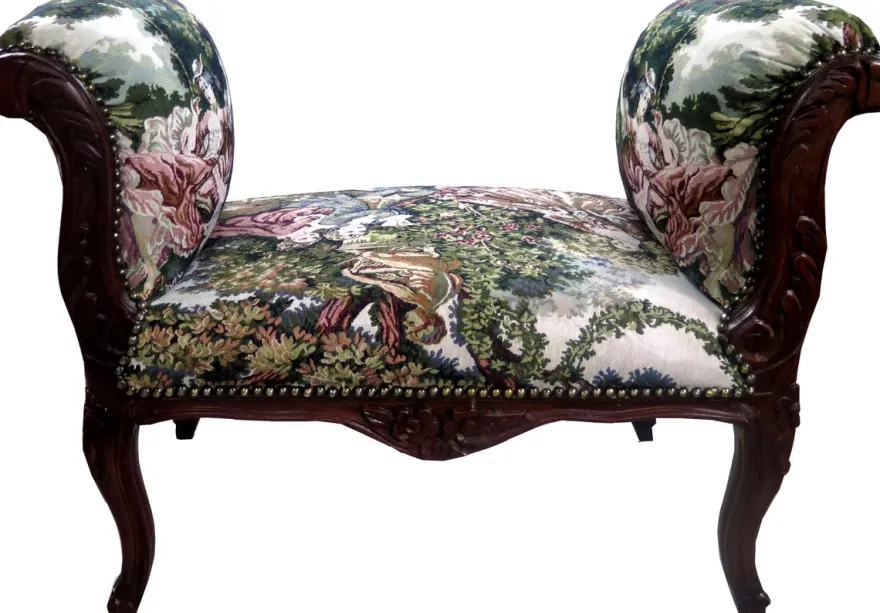 Casa Padrino Barock Schemel Hocker Gobelin / Braun - Sitzbank - Möbel Antik Stil