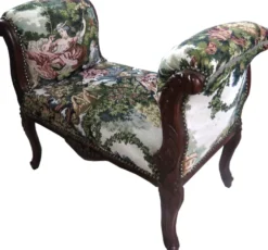 Casa Padrino Barock Schemel Hocker Gobelin / Braun - Sitzbank - Möbel Antik Stil