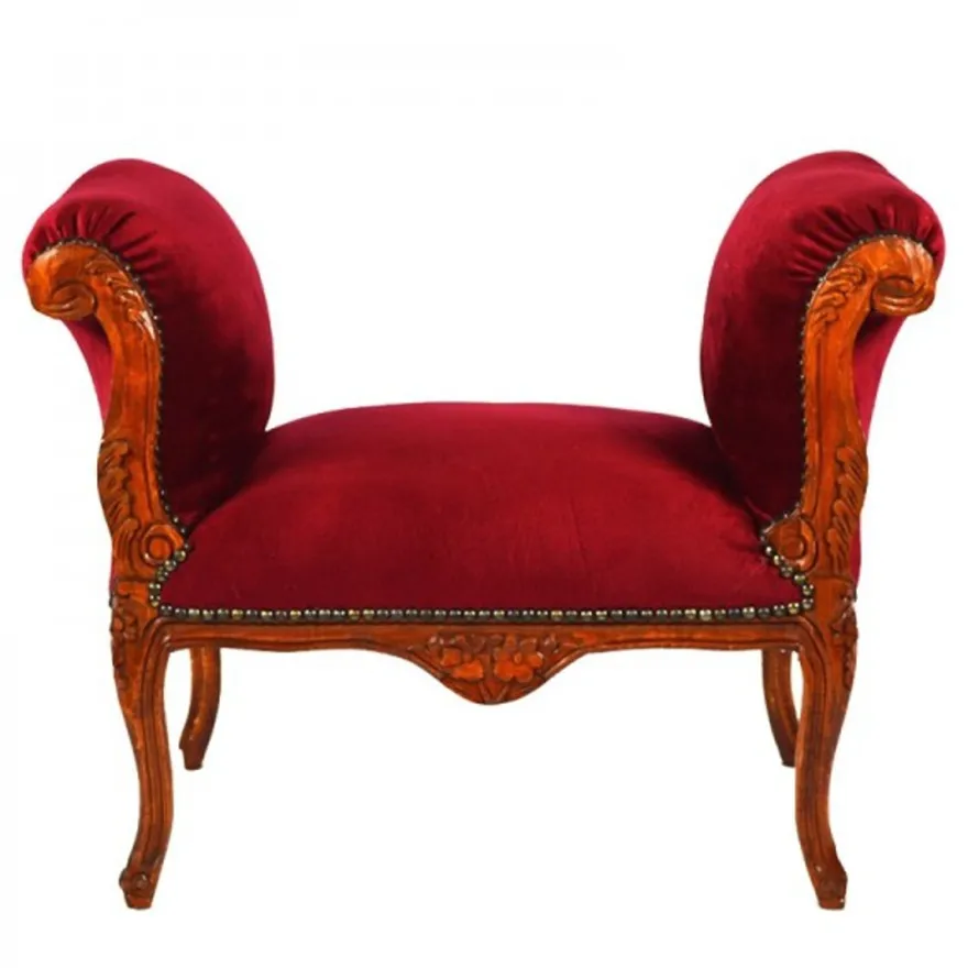 Casa Padrino Barock Schemel Hocker Bordeaux / Braun - Sitzbank