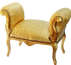 Casa Padrino Barock Schemel Hocker Gold Muster / Gold - Sitzbank