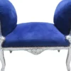 Casa Padrino Barock Schemel Hocker Royal Blau / Silber - Sitzbank - Möbel Antik Stil