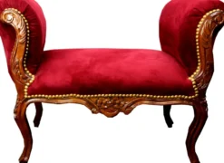 Casa Padrino Barock Schemel Hocker Bordeaux / Braun - Sitzbank Möbel