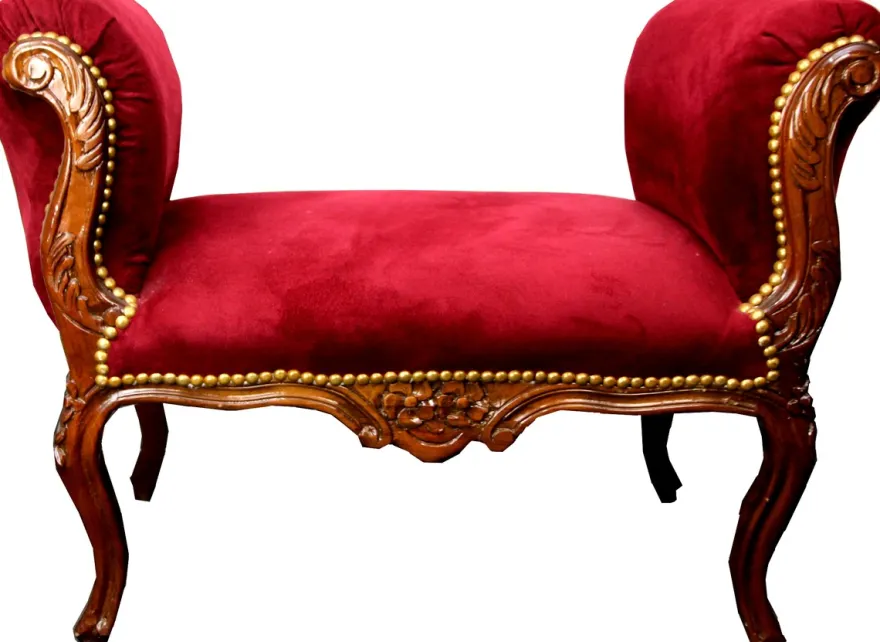 Casa Padrino Barock Schemel Hocker Bordeaux / Braun - Sitzbank Möbel