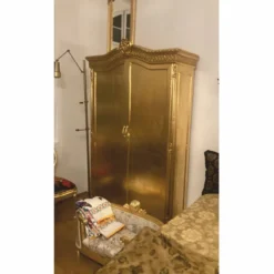 Casa Padrino Barock Schlafzimmer Schrank mit 2 Türen Gold H. 220 cm - Barockstil Schlafzimmer Möbel
