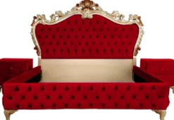 Casa Padrino Barock Schlafzimmer Set - Verschiedene Farben - 1 Doppelbett mit Kopfteil & 2 Nachtkommoden - Schlafzimmer Möbel im Barockstil - Edel & Prunkvoll