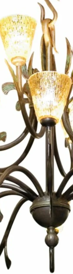 Casa Padrino Barock Schmiedeeisen Kronleuchter 18-flammig aus Glas, Schwarz, Durchmesser 1250 mm, höhenverstellbar