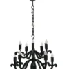 Casa Padrino Barock Schmiedeeisen Kronleuchter 10-Flammig - Hängeleuchte, Schwarz, Ø 700 mm, Länge 820-1220 mm