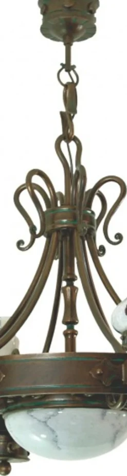 Casa Padrino Barock Schmiedeeisen Kronleuchter 6-Flammig Glas Hängeleuchte Lüster Hängelampe Deckenlampe - Burg Schloss Leuchter