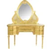 Casa Padrino Barock Schmink Konsole mit Spiegel Gold 120 x 40 x H155 cm - Schlafzimmer Spiegelkonsole mit Schubladen