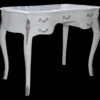 Casa Padrino Barock Schreibtisch in Weiß Hochglanz und Silber - Luxuriöser Sekretär mit 5 Schubladen - 100 x 80 x 58 cm