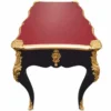 Casa Padrino Barock Schreibtisch Schwarz / Gold / Bordeauxrot 141 cm - Prunkvoller Barockstil Sekretär mit 3 Schubladen - Barock Büro Möbel
