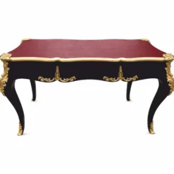 Casa Padrino Barock Schreibtisch Schwarz / Gold / Bordeauxrot 141 cm - Prunkvoller Barockstil Sekretär mit 3 Schubladen - Barock Büro Möbel