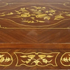 Casa Padrino Barock Schreibtisch Braun / Gold 120 x 60 x H. 80 cm - Handgefertigter Massivholz Bürotisch mit 5 Schubladen - Büro Möbel im Barockstil