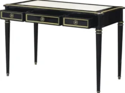 Casa Padrino Barock Schreibtisch mit 3 Schubladen Schwarz / Weiß / Gold 108 x 61 x H. 77 cm - Barock Büromöbel